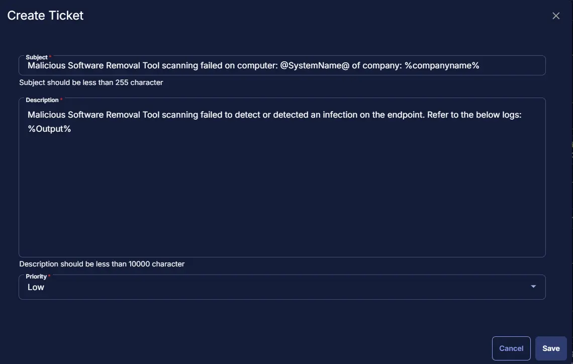 Create Ticket
